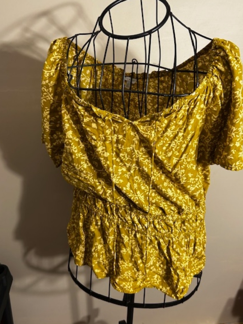 lucky Brand size large womens shirt   top blouse yellow boho festival